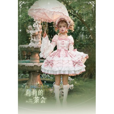 Heartbeat Doll Lily's Tea Party Long Sleeve One Piece(Reservation/Full Payment Without Shipping)